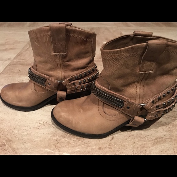 Gianni Bini Tan Leather Embellished Booties - Picture 3 of 4